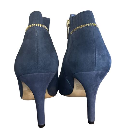 Marc Fisher Women's Blue Suede Serenity Peep Toe zip ankle wide width shoes 8W - Picture 6 of 13